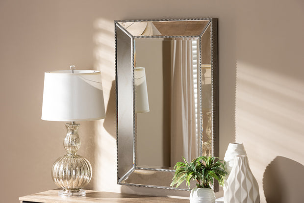 Baxton Studio Emelie Modern & Contemporary Antique Silver Finished Accent Wall Mirror