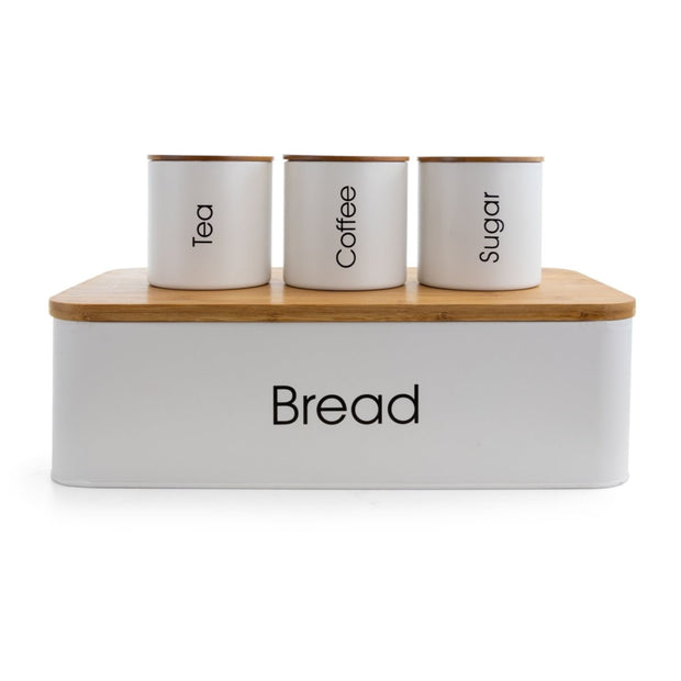 Bread Box with 3 Piece Canister Set - Home Décor & Things Are Us