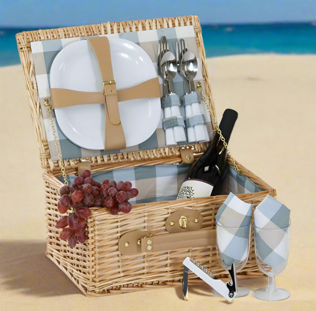 Classic Woven Picnic Basket - Set for 2 - Home Décor & Things Are Us