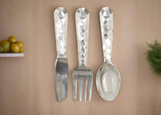 Cutlery Wall Decor In Metal, Set Of Three, Silver - Home Décor & Things Are Us