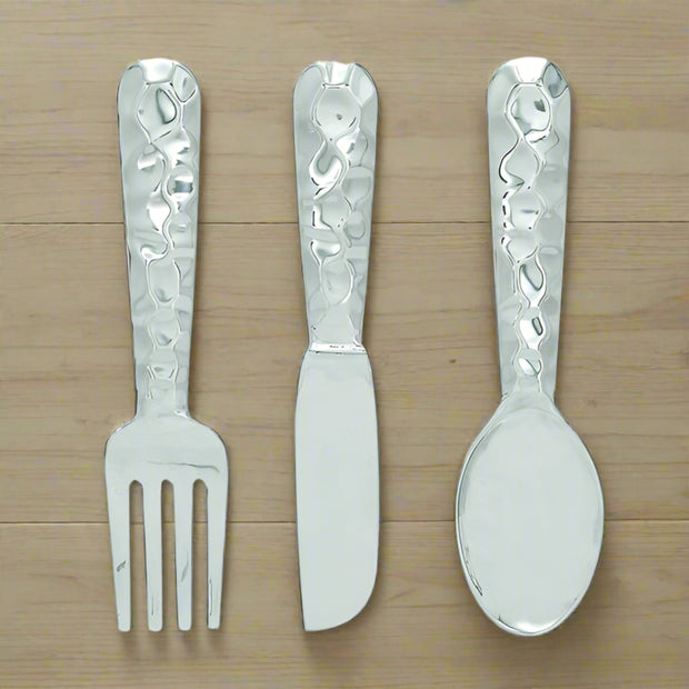 Cutlery Wall Decor In Metal, Set Of Three, Silver - Home Décor & Things Are Us