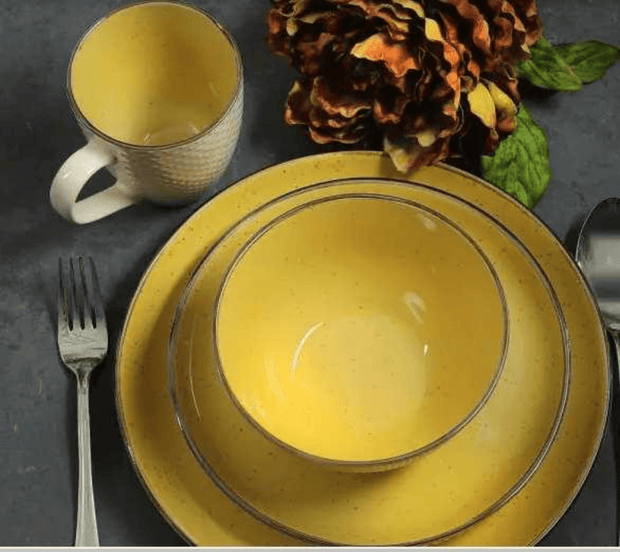 Elama Mellow - Yellow Dinnerware Set - 16 Piece - Home Décor & Things Are Us