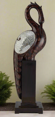 Folius Floral Foliage Long Neck Crane Bird Decorative Statue - Home Décor & Things Are Us