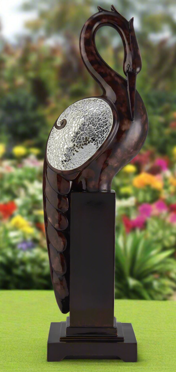 Folius Floral Foliage Long Neck Crane Bird Decorative Statue - Home Décor & Things Are Us