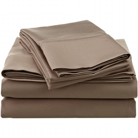 Egyptian Cotton 1200 Thread Count Solid Sheet Set Queen-Taupe - Home Décor & Things Are Us