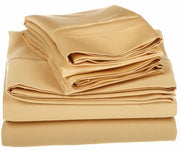 Egyptian Cotton 1200 Thread Count Solid Sheet Set Queen Gold - Home Décor & Things Are Us