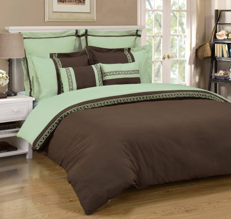 Impressions by Luxor Treasures 3-Piece King Duvet Cover Set-Chocolate/Sage