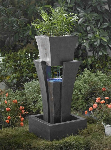 Raining Water Fountain With Planter & Led Light