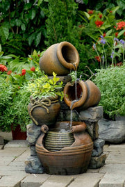 Multi Pots Outdoor Water Fountain With Flower Pot - Home Décor & Things Are Us