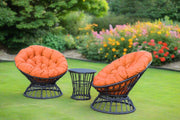 Papasan Espresso Wicker Swivel Chair & Table Set with Orange Cushions - Home Décor & Things Are Us