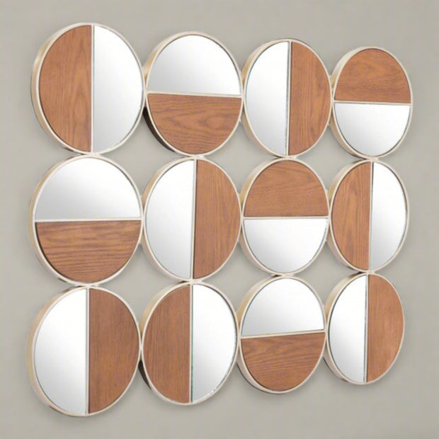 Round Circles Wall Mirror, Gold & Walnut - Home Décor & Things Are Us