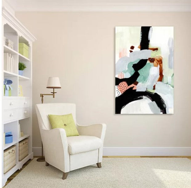 Synchronal I Abstract Colorful Frameless Tempered Glass Panel Contemporary Wall Art - Home Décor & Things Are Us