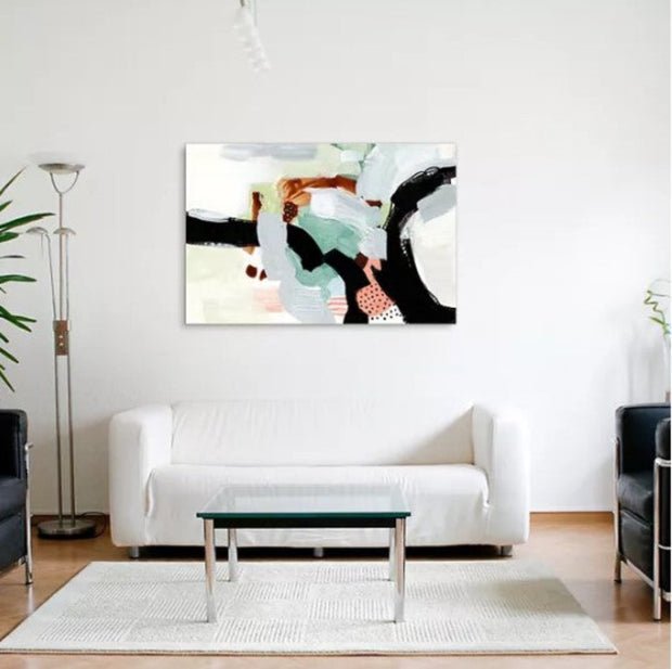 Synchronal I Abstract Colorful Frameless Tempered Glass Panel Contemporary Wall Art - Home Décor & Things Are Us