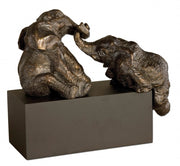 Playful Pachyderms Bronze Figurines, Brown